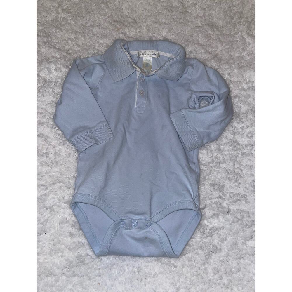 Pottery Barn Kids boy sz. 6/12 month collar pale blue snap bottom shirt. Cute